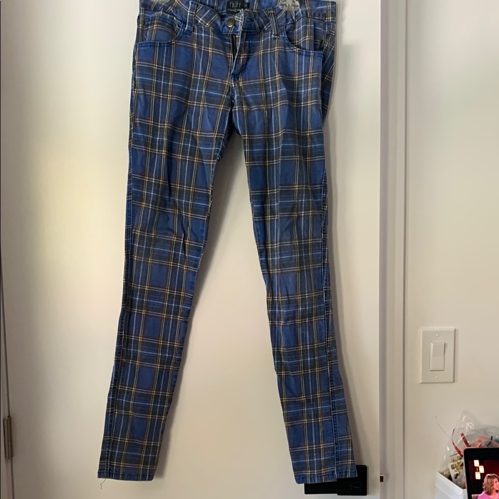 Tripp NYC Blue and White Plaid Pants